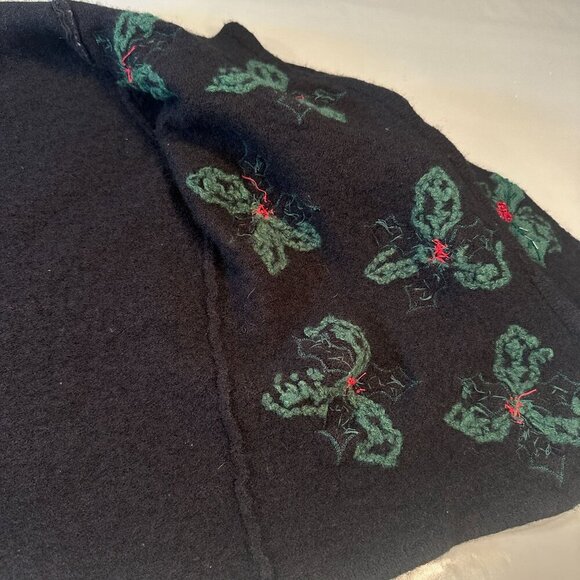 Appleseeds Poinsettia Christmas Cardigan Women Holiday Wool Blend Sweater - Picture 9 of 12